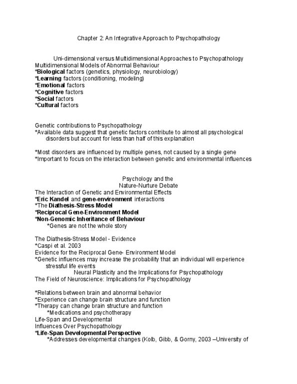 PSYCH257 Lecture Notes - Developmental Psychopathology, Neuroscience, Eric Kandel thumbnail
