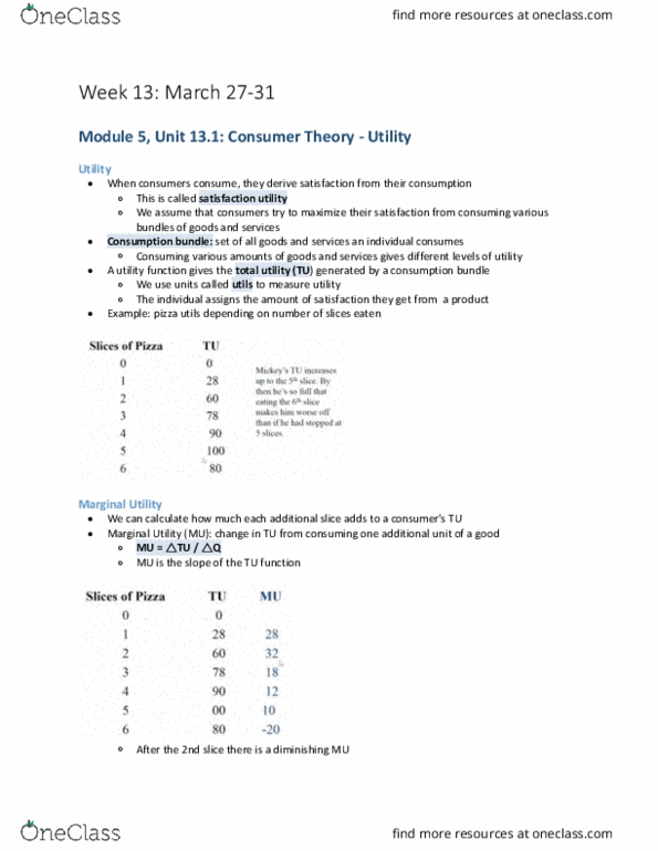 ECON 1B03 Chapter Notes - Chapter 13: Utility, Budget Constraint, Indifference Curve thumbnail