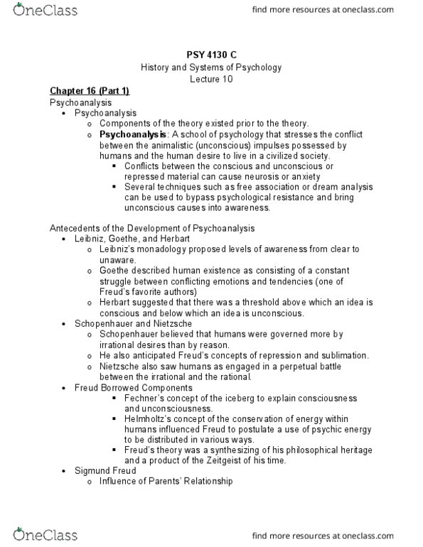 PSY 4130 Lecture Notes - Lecture 10: Psy, Neurosis, Monadology thumbnail