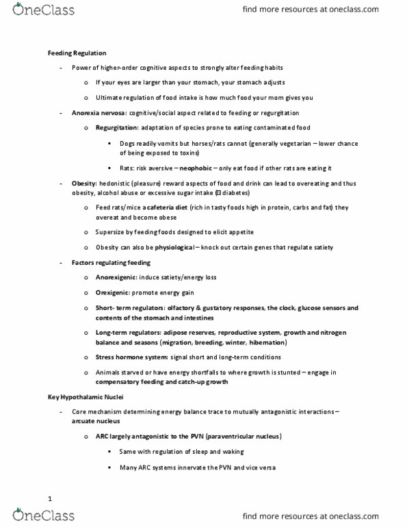 BIOLOGY 3UU3 Lecture Notes - Lecture 5: Nitrogen Balance, Leptin Receptor, Urocortin thumbnail