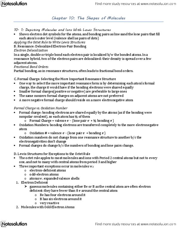 CHM120H5 Chapter Notes - Chapter 10: Paramagnetism, Biomolecule, Fluorine thumbnail