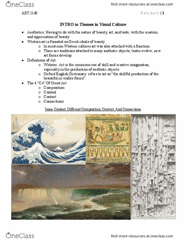 ART 2140 Lecture Notes - Lecture 1: Graphic Arts, Fine Art thumbnail