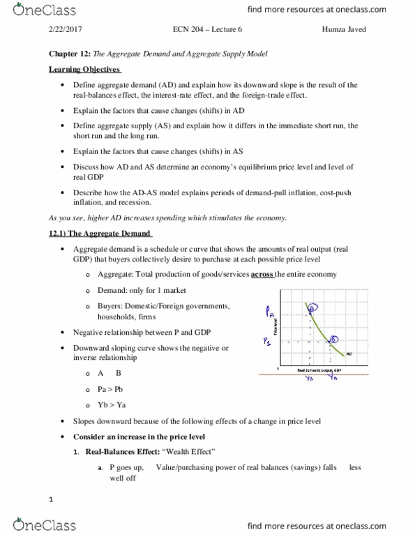 ECN 204 Lecture Notes - Lecture 6: Deflation, Longrun, Real Interest Rate thumbnail