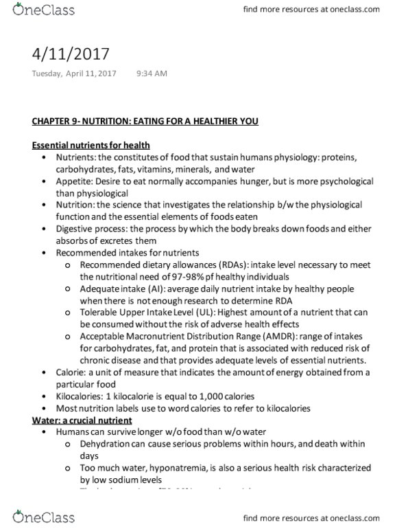 HLTH 140 Lecture Notes - Lecture 9: Sucrose, Antibody, Trans Fat thumbnail