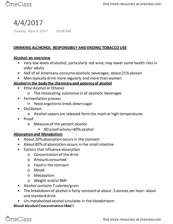 HLTH 140 Lecture Notes - Lecture 8: Diuretic, Alcohol Dehydrogenase, Clinical Urine Tests thumbnail