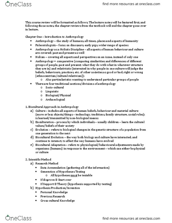 ANT101H5 Lecture Notes - Lecture 7: Olduvai Gorge, Old World Monkey, Cell Nucleus thumbnail