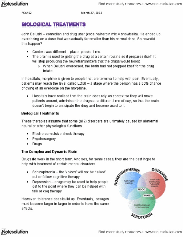 PSYA02H3 Lecture Notes - Dyskinesia, Morphine, Extreme Measures thumbnail