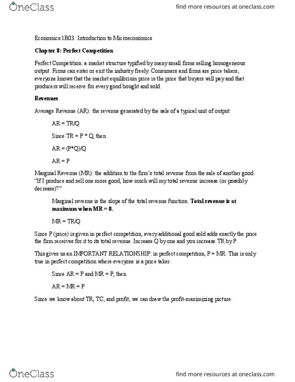 ECON 1B03 Chapter Notes - Chapter 8: Takers, Pyrroloquinoline Quinone, Marginal Cost thumbnail