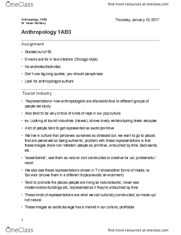 ANTHROP 1AB3 Lecture Notes - Lecture 4: Body Modification, Grave Goods, Menopause thumbnail