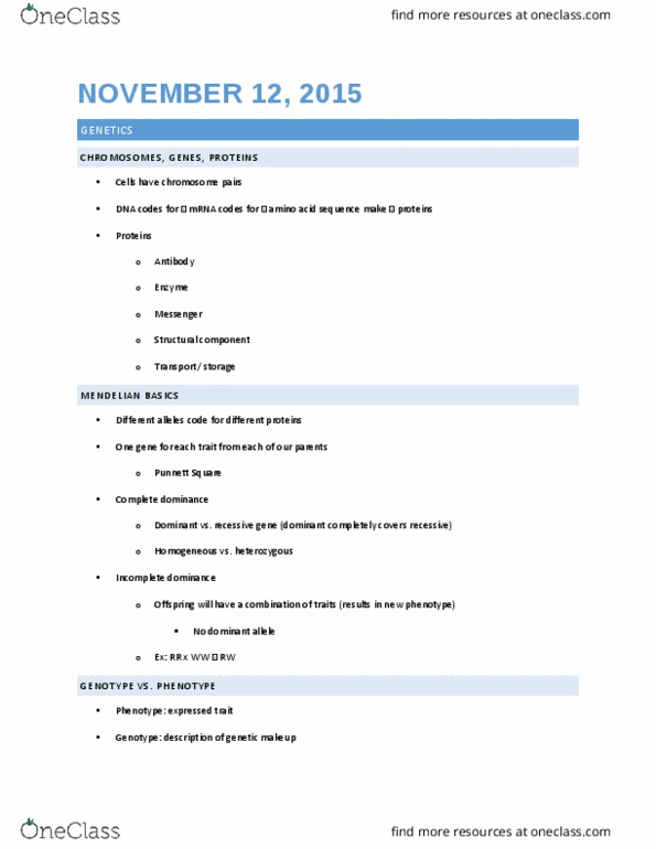 PSYC W1001 Lecture Notes - Lecture 3: Punnett Square, Limbic System, Habituation thumbnail