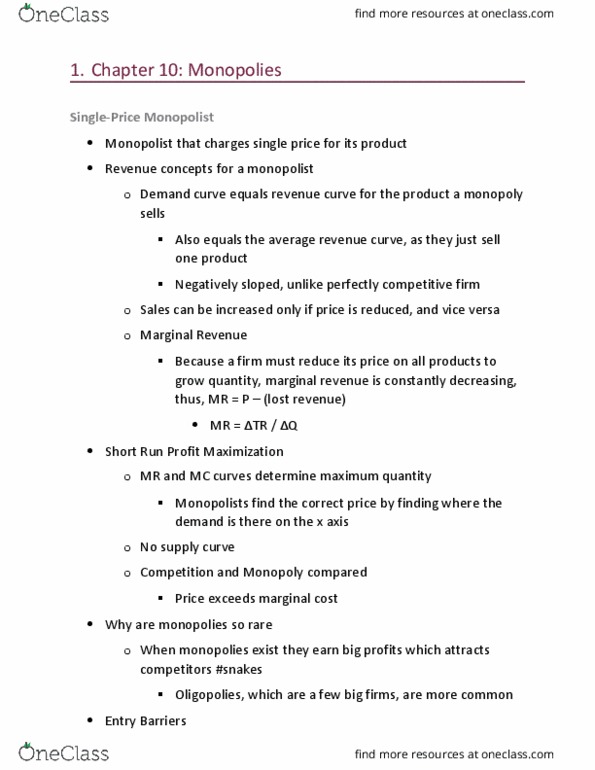 ECON 208 Chapter Notes - Chapter 10: Coupon, Perfect Competition, Economic Surplus thumbnail