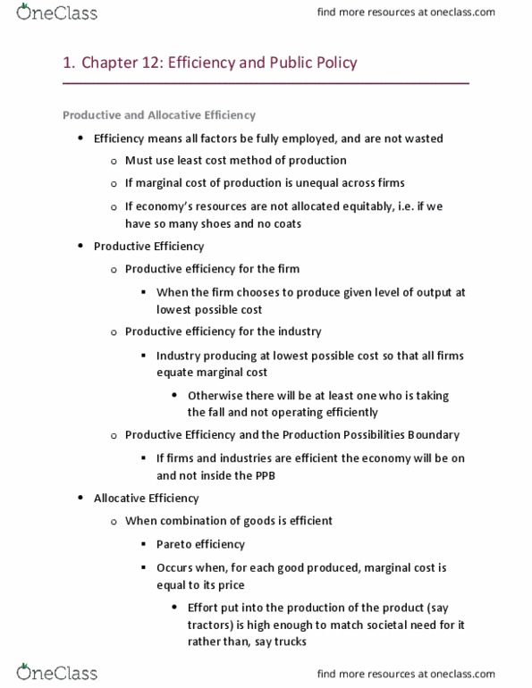 ECON 208 Chapter Notes - Chapter 12: Oligopoly, Monopolistic Competition, Profit Maximization thumbnail