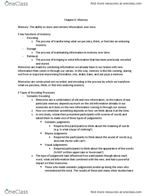 PSY 120 Lecture Notes - Lecture 6: Suggestibility, Long-Term Memory, Retrograde Amnesia thumbnail