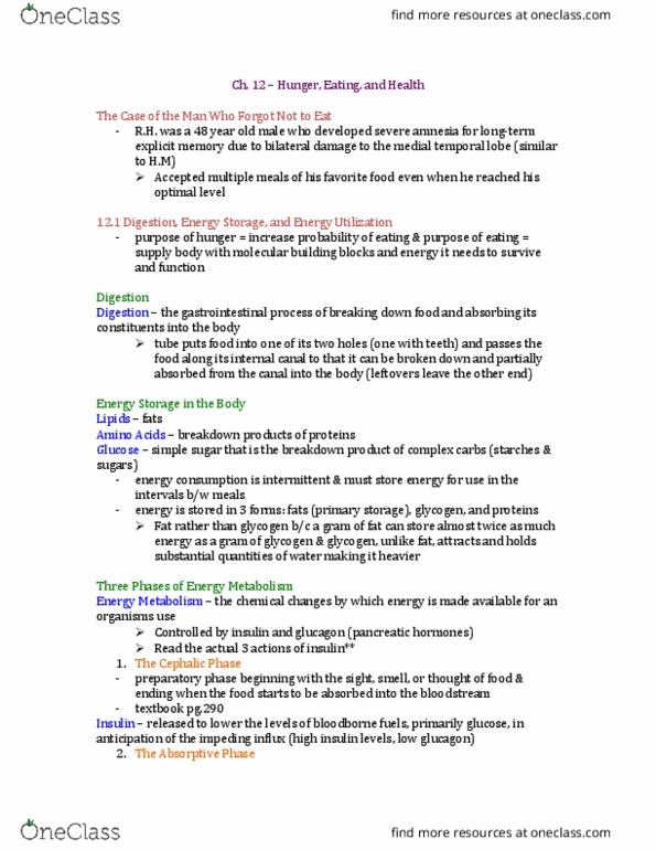 PSYC 3410 Chapter Notes - Chapter 12: Headache, Gluconeogenesis, Fenfluramine thumbnail