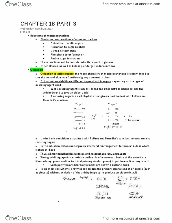 CHEM 102 Lecture Notes - Lecture 24: Hemiacetal, Phosphorylation, Ketose thumbnail