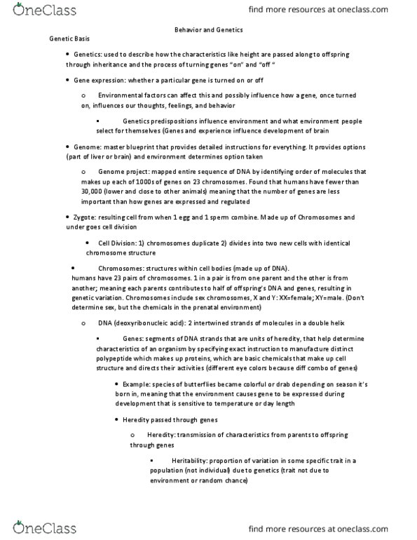 PSYC 1101 Lecture Notes - Lecture 1: Twin Study, Epigenetics, Optogenetics thumbnail