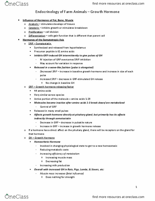 ANSC 3316 Lecture Notes - Lecture 7: Gluconeogenesis, Growth Factor, Epiphyseal Plate thumbnail