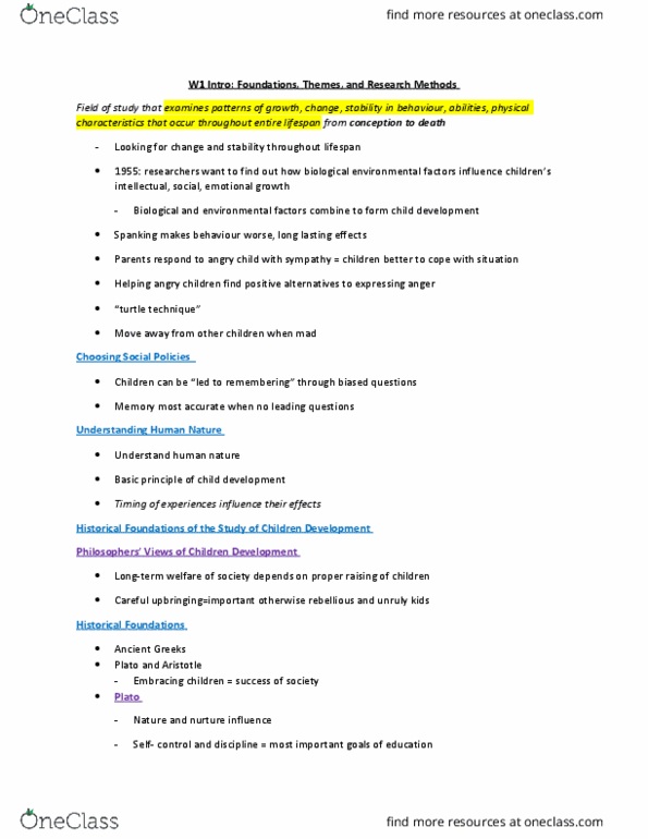 PSY 302 Lecture Notes - Lecture 1: Active Child, Step Function, Prenatal Development thumbnail