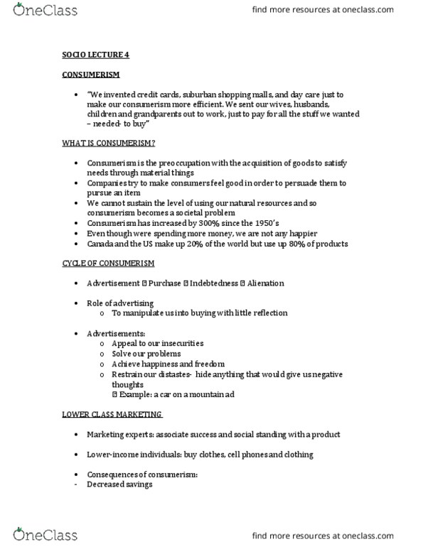 Sociology 2172A/B Lecture Notes - Lecture 4: Buy Nothing Day, Diners Club International, Gordon Gekko thumbnail