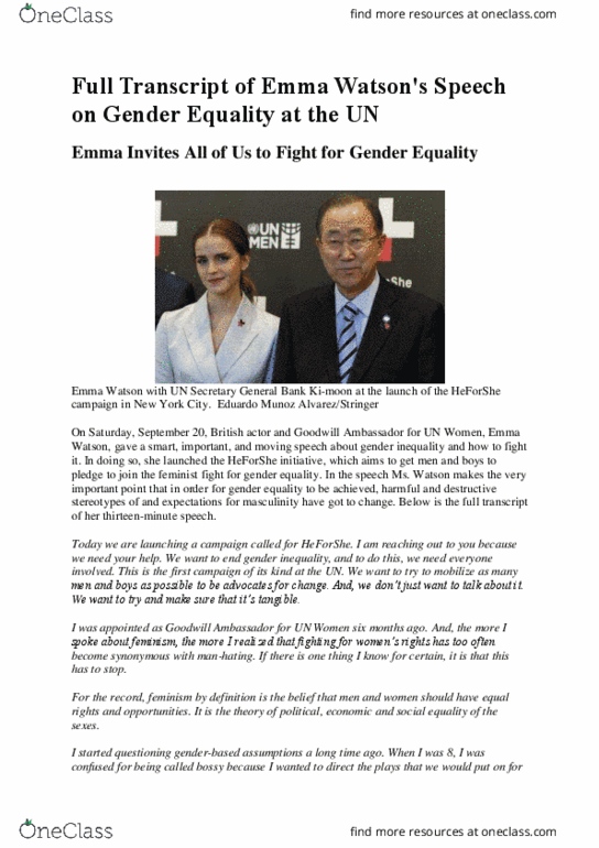 ACTG 2010 Lecture Notes - Lecture 1: Un Women, Secretary-General Of The United Nations, Heforshe thumbnail