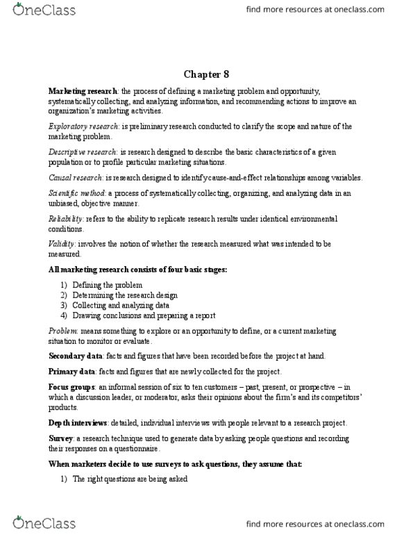 MCS 1000 Chapter Notes - Chapter 8: Data Mining, Nonprobability Sampling thumbnail