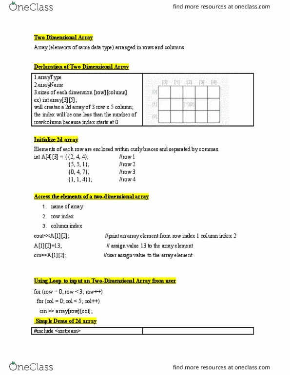 CISC 1600 Lecture Notes - Lecture 22: Array Data Structure thumbnail