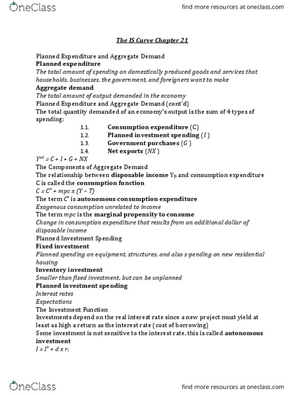 ECON 3430 Lecture Notes - Lecture 17: Economic Equilibrium, Negative Relationship, Inventory Investment thumbnail