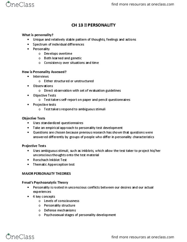 PSY 101 Lecture Notes - Lecture 14: Tantrum, Intellectualization, Reality Principle thumbnail