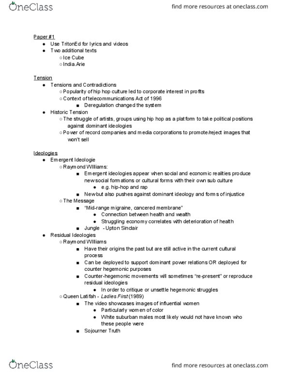 DOC 3 Lecture Notes - Lecture 6: India Arie, Migraine, Queen Latifah thumbnail