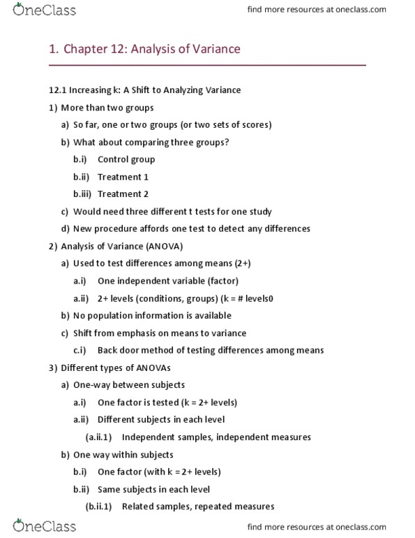 PY 211 Lecture Notes - Lecture 13: Analysis Of Variance, F-Distribution, Multiple Comparisons Problem thumbnail