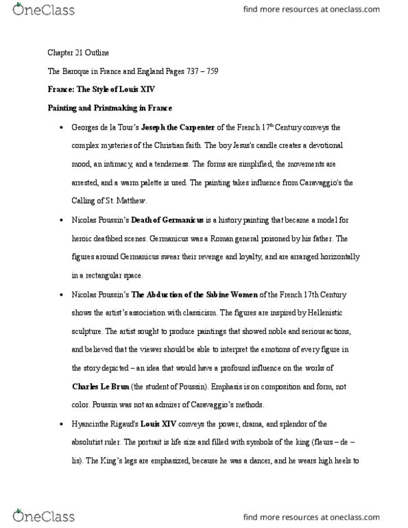 FA 30b Chapter Notes - Chapter 21: Louis Le Vau, Nicolas Poussin, Classical Architecture thumbnail