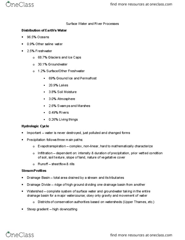 Earth Sciences 2281A/B Lecture Notes - Lecture 8: Downcutting, University Of Western Ontario, List Of U.S. States And Territories By Elevation thumbnail