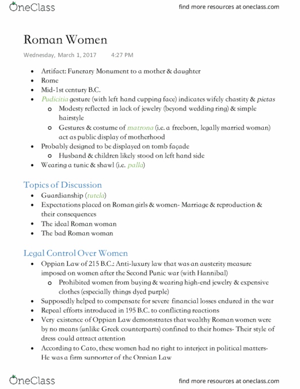 CLASSICS 2K03 Lecture Notes - Lecture 20: Sallust, Intestacy, Pudicitia thumbnail