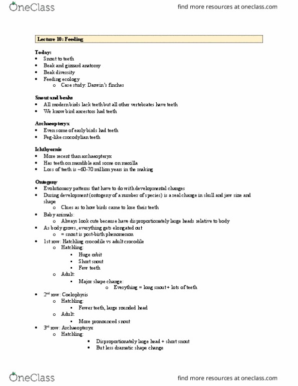 EEB386H1 Lecture Notes - Lecture 10: Allopatric Speciation, Adaptive Radiation, Keratin thumbnail