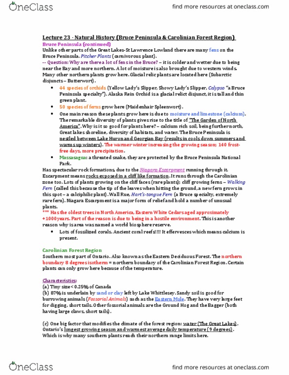 BIOL 2903 Lecture Notes - Lecture 23: Lake Huron, Carya Ovata, Lake Whittlesey thumbnail