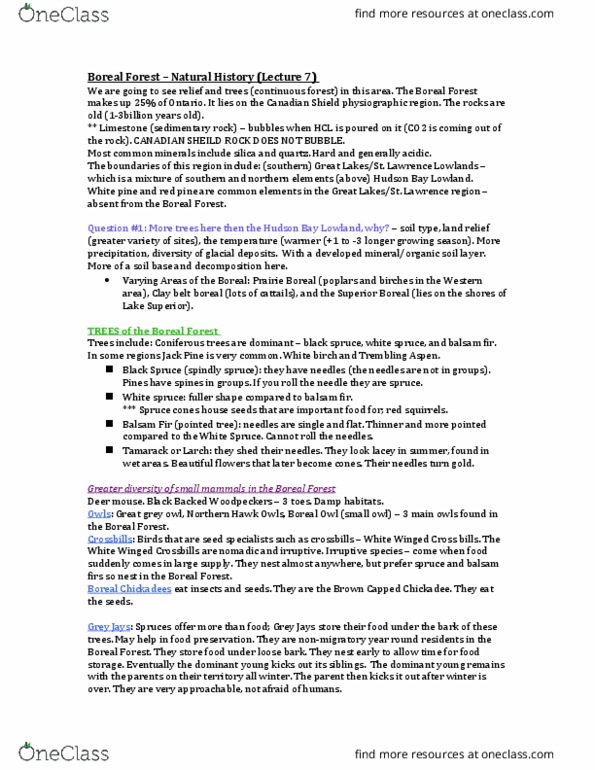 BIOL 2903 Lecture Notes - Lecture 7: Clay Belt, Hudson Bay Lowlands, Snowshoe thumbnail