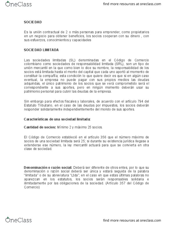 ECON 1013 Lecture Notes - Lecture 1: Limited Liability Company, La Sociedad, Reforma thumbnail