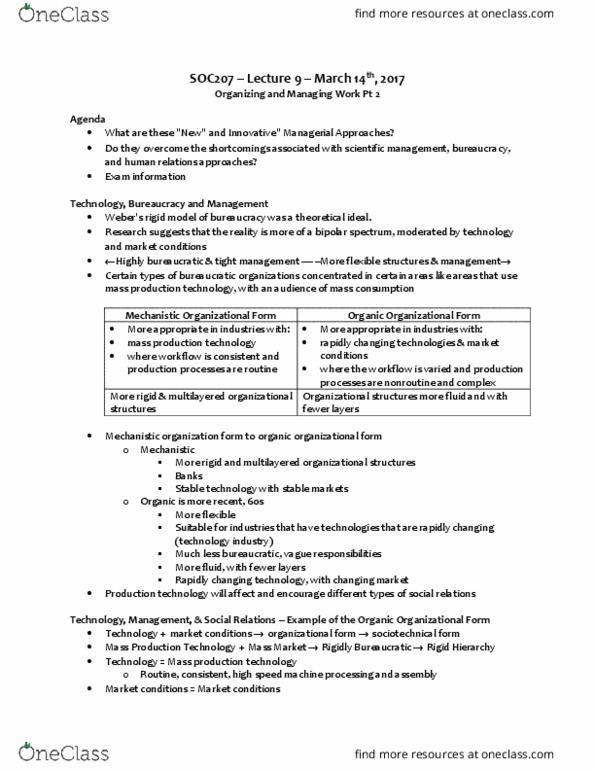 SOC207H1 Lecture Notes - Lecture 9: Bipolar Disorder, Mass Production, Scientific Management thumbnail