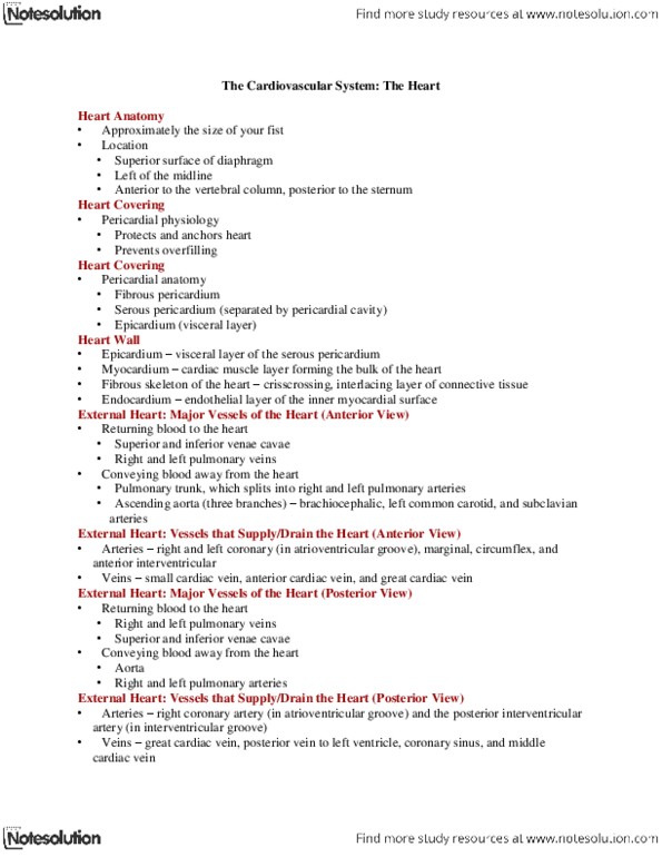 BIOB32H3 Lecture Notes - Sympathetic Nervous System, Autonomic Nervous System, Interventricular Septum thumbnail