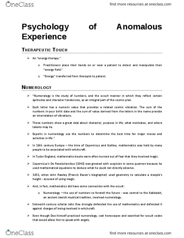 PSYC 3240 Lecture 8: Psychology of Anomalous Experience thumbnail