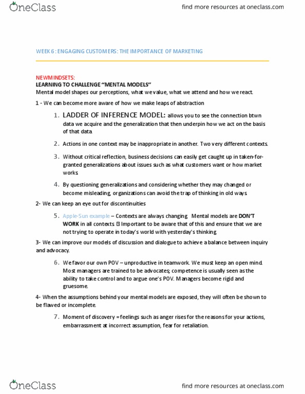 MGMT 1000 Lecture Notes - Lecture 6: Mental Model, Dont thumbnail