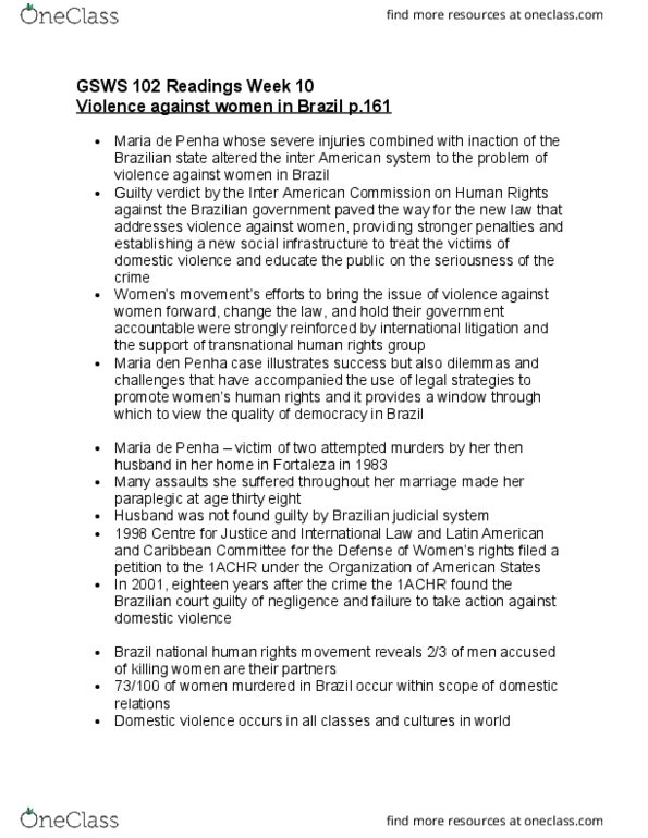 GSWS 102 Chapter Notes - Chapter 10: Immigration Law, Lesbianism In Erotica, Spiritualism thumbnail