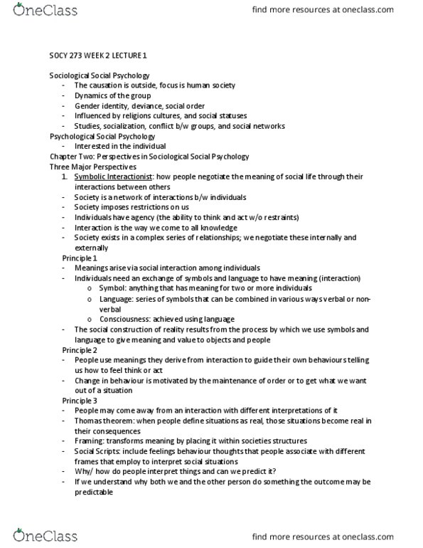 SOCY 273 Lecture Notes - Lecture 2: Thomas Theorem, Gender Identity, Collective Behavior thumbnail