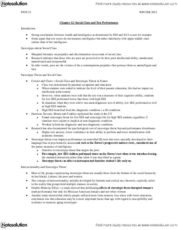 PSYC12H3 Chapter Notes - Chapter 12: Intersectionality, Mexican Americans, Meritocracy thumbnail