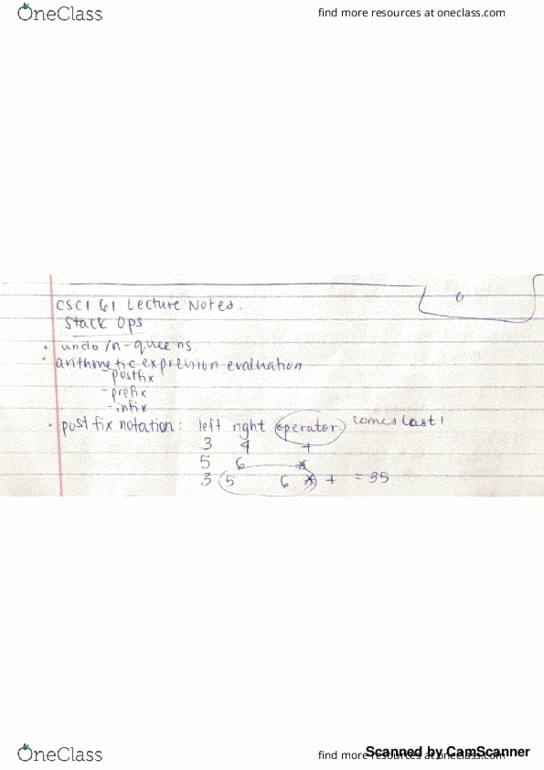 CSCI 61 Lecture 3: CSCI 61 Lecture #3: PrefixPostfix Notation (structural code as taught in class) thumbnail