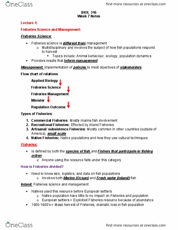 BIOL 316 Lecture Notes - Lecture 21: Flowchart, Maximum Sustainable Yield, Ethology thumbnail