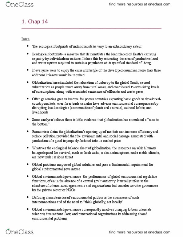 POLS 1500 Chapter Notes - Chapter 14: Overgrazing, Anthropocene, International Relations thumbnail