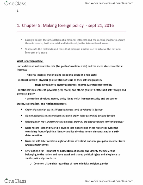 POLS 1500 Chapter Notes - Chapter 5: Kyoto Protocol, Hard Power, Civic Nationalism thumbnail