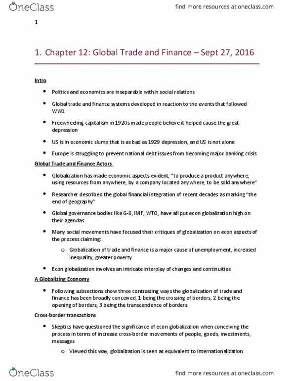 POLS 1500 Chapter Notes - Chapter 12: Global Sourcing, Floating Exchange Rate, Socalled thumbnail