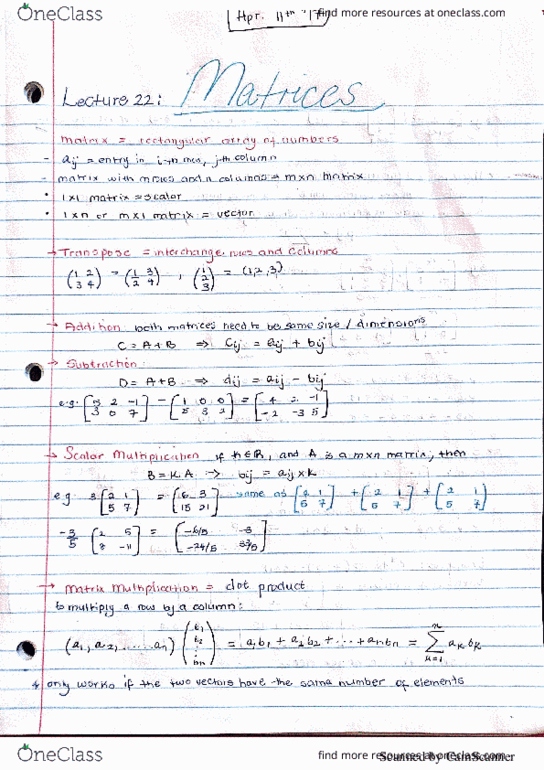 MATH 10B Lecture 22: Matrices thumbnail